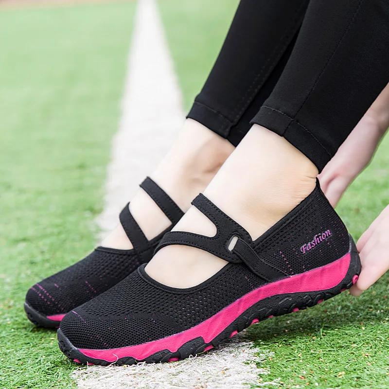  New Fashion Summer Sneakers Women's Shoes Mom Leisure Soft Bottom Breathable Air Woman Mesh Walking Dance Shoes