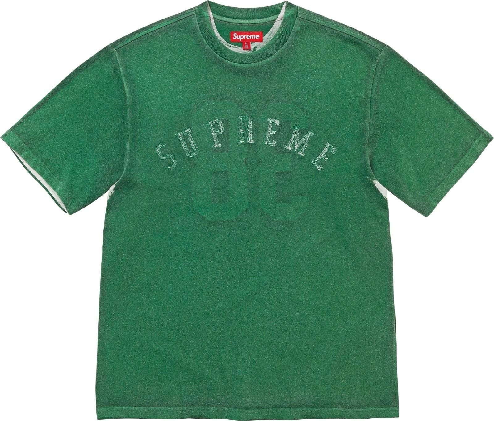 Верх Supreme с принтом, короткий рукав, зеленый L