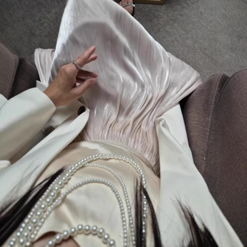 Women's Autumn and Winter Glossy Elegant Pleated Mid-length Half-body Skirt