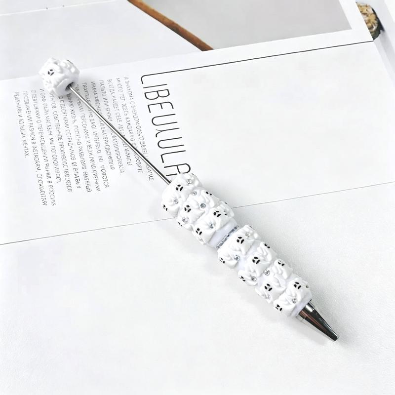Halloween Pumpkin Bead Diy Crafting Pens Making Kit Ballpoint Pen Beaded Rhinestone Pen For Students School Office