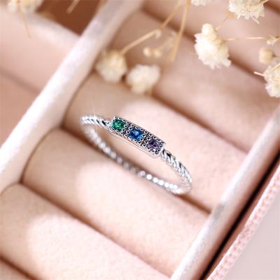 Luxury Female Rainbow Zircon Stone Ring Trendy Silver Color Engagement Mini Wedding Jewelry Gift For Women