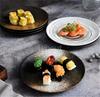 6 7 8 9 10 Inchs Retro sushi Disc Restaurant Steak Plate Japanese style Ceramic Flat Disk Western round Pasta Tray tableware