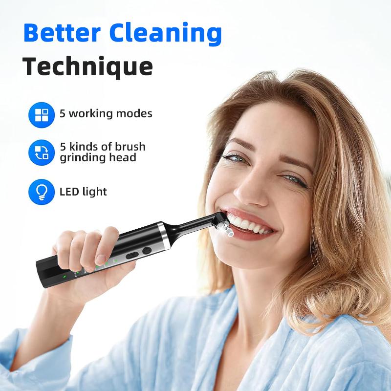 Electric Tooth Polisher Set Teeth Lightening Teeth Lightening for Family Use with 5 Polish Heads & Modes Mouth Tartar Polishing