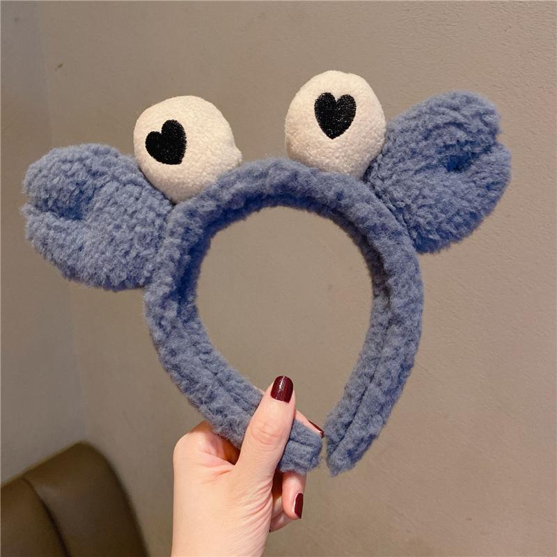 Härlig Fleece Krabba Tecknad Hårbygel för Kvinnor Flickor Shopping Ansiktstvätt Föreställning Fotografi Hårband Söta Prinsesshårband