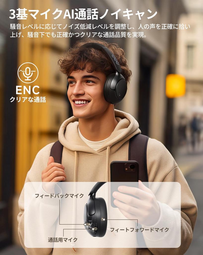 2025 Award H3PRO Wireless Bluetooth Noise 50dB Noise Spatial Up to 55 Hours Continuous Ambient Sound Clear Multipoint Comfortable Dedicated App Black