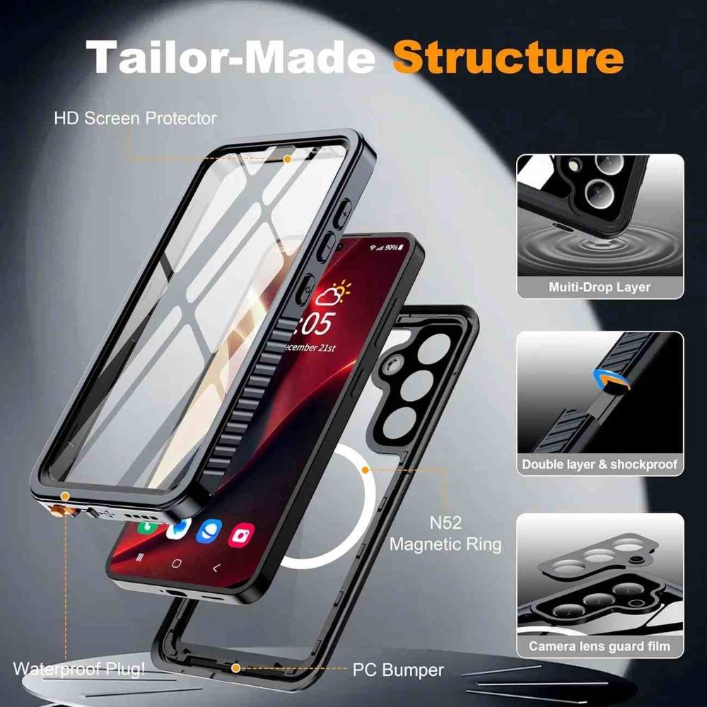 Custodia Impermeabile IP68 a Protezione Totale a 360° per Samsung S26 Ultra S25 FE Copertura Magnetica Antiurto per Nuoto all'Aperto Snorkeling