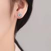 Zirconia Four-Prong Pinwheel Stud Earrings Unisex High-Grade Rhinestone