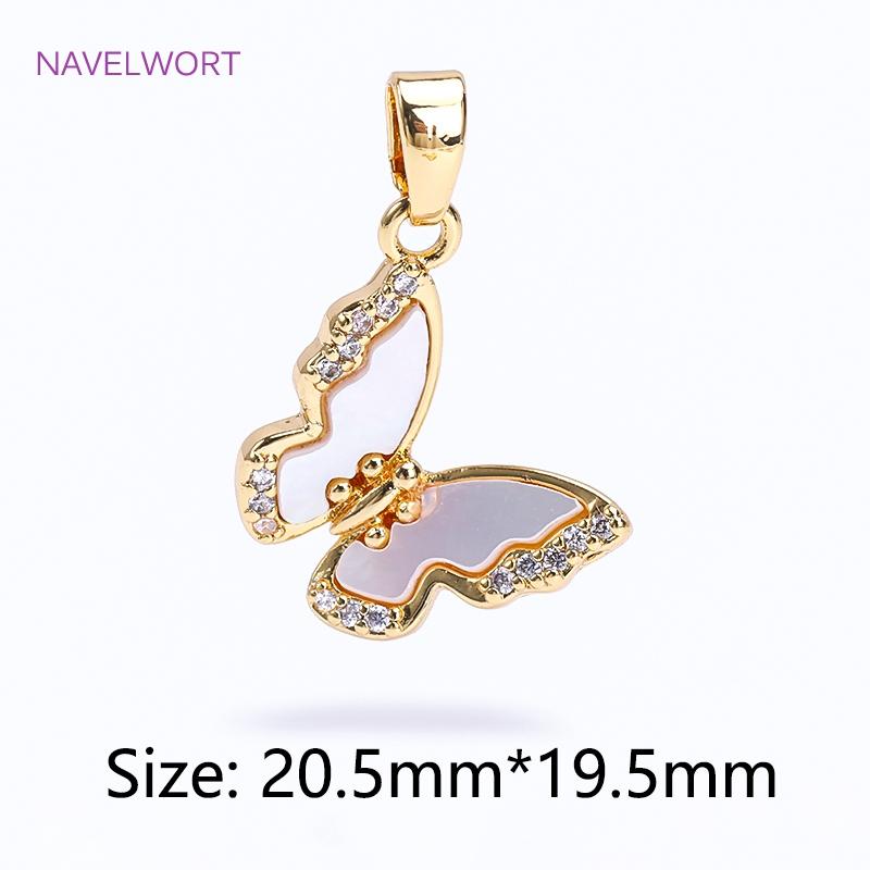 Wholesale 18k Gold Plated Brass Heart/Butterfly Pendants Charms,Natural Shell Charms For Jewelry Making,DIY Necklace Accessories