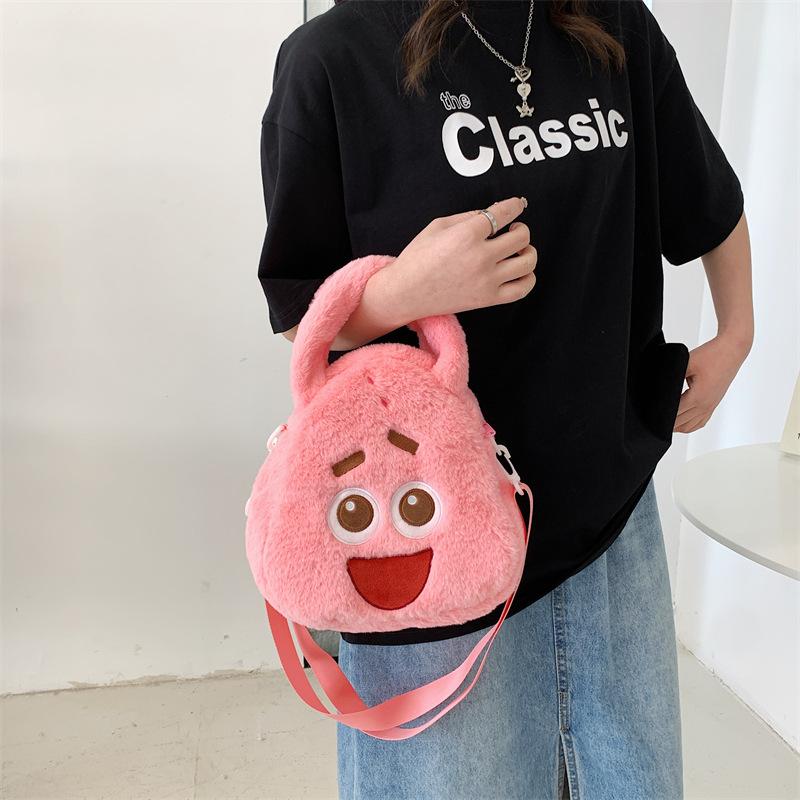 Cute plush bag female cartoon shoulder messenger bag handbag tote bag