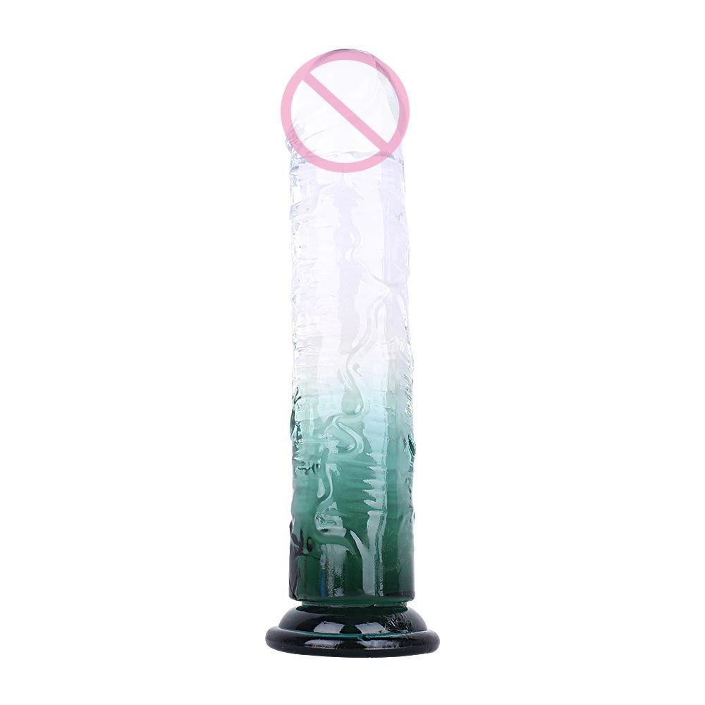 Transparent Two-Color Glass Dildo Simulation Penis Female Mixed Color Masturbation Devices Adult Sex Product