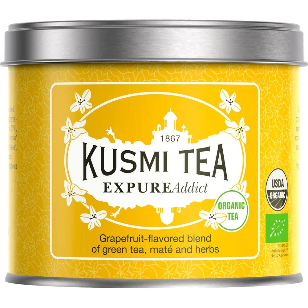 KUSMI TEA ExPure Addict 100g Can, Organic JAS Certified Rooibos, Yerba Mate, and Green Tea [Officially Imported]