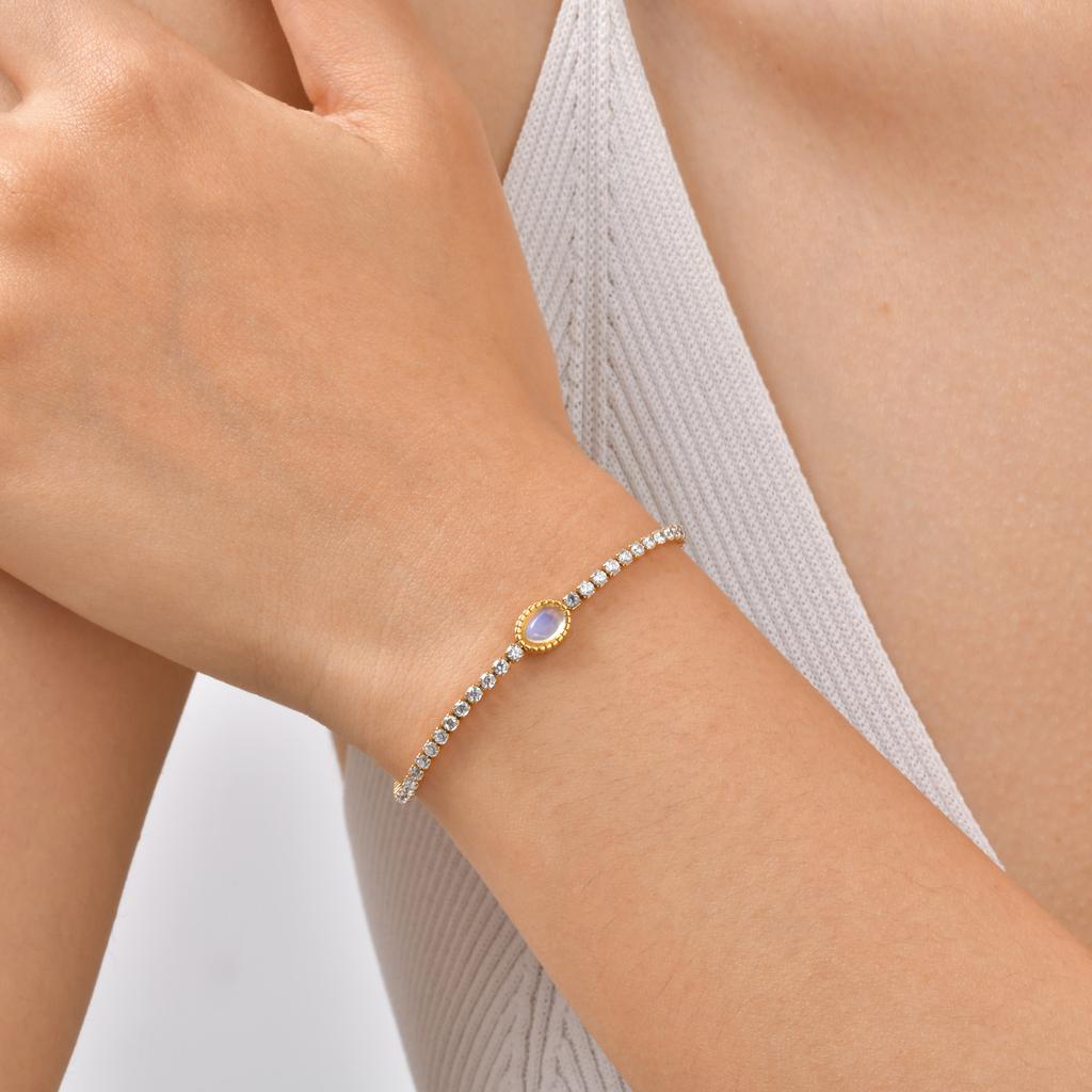 Wind Stainless Steel Zircon Chain Bracelet, High-End Luxury Women'S Jewelry Br-2740