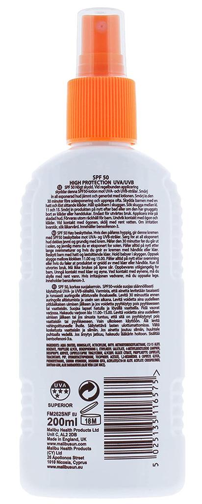 Malibu Sun Lotion Spray SPF50 Waterproof Spray 200ml