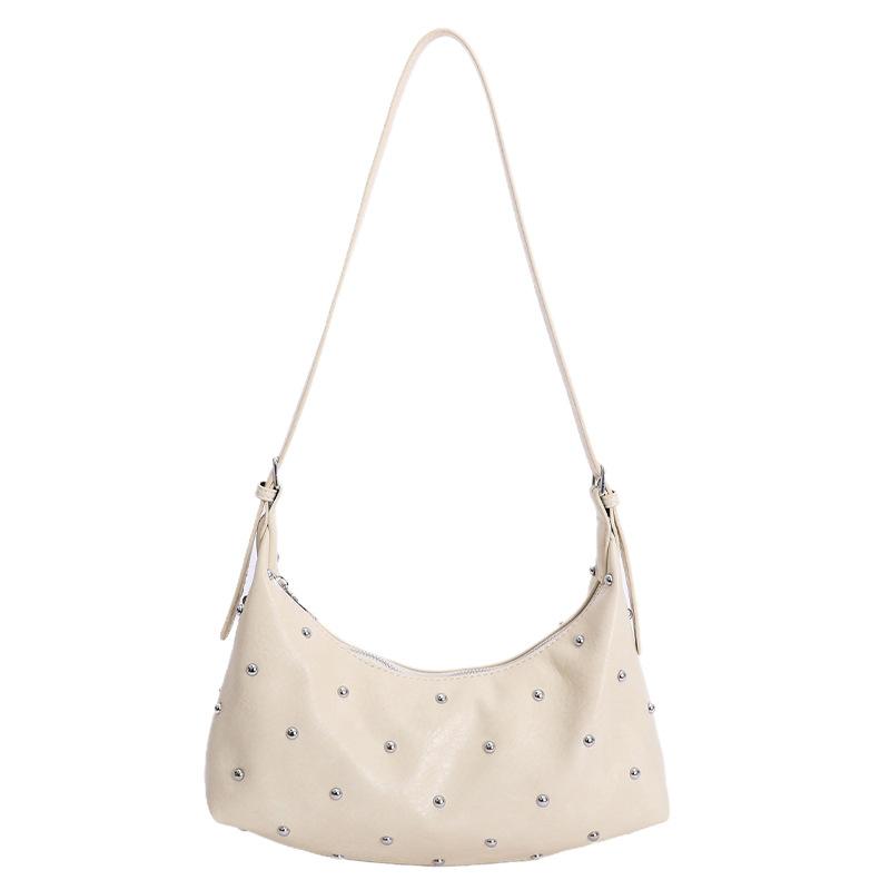 Niche Rivet Underarm Bag Retro Soft Leather Handbag Women's 2025 New High-end Shoulder Messenger Bag