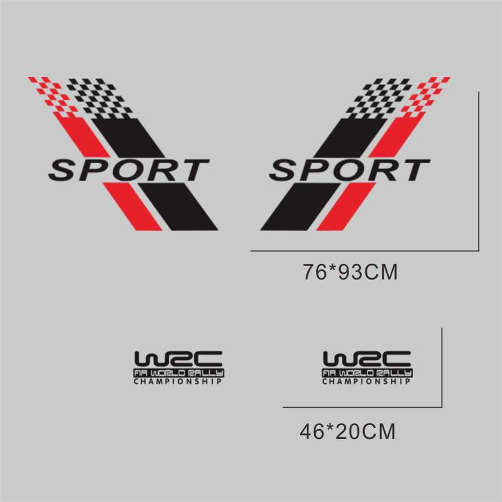 Car Both Side Racing Sports Stickers DIY Styling Graphic Vinyl Decal Black+Red