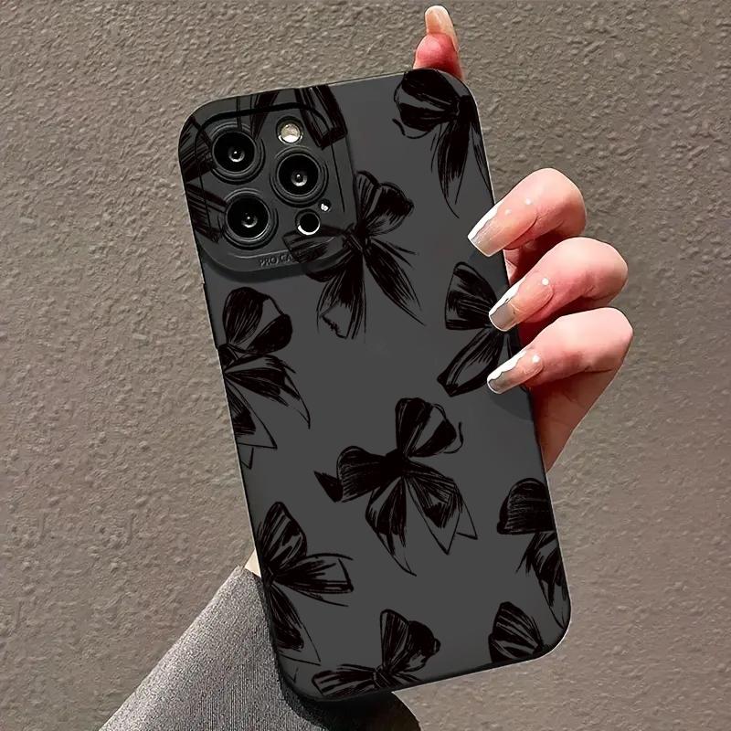 Svart Stor Sløyfe Telefondeksel For Samsung Galaxy S25 S24 S23 S22 S21 Ultra Plus FE A16 A06 A26 A54 A33 A34 Støtsikkert Mykt Deksel