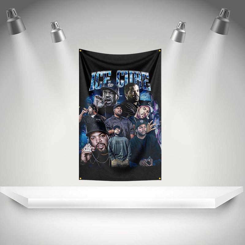 I-Ice Cubes Flag Rock Music Band Banner HD Printing Tapestry Exhibition, Music Band Fans, Garage Decor