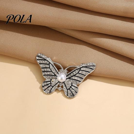 Durable Brooch Faux Pearl Rhinestone Butterfly Brooch, Women Girls Alloy Lapel Jewelry Pin, Sweater Cardigan Coat Clothing Accessories, Gift Metal