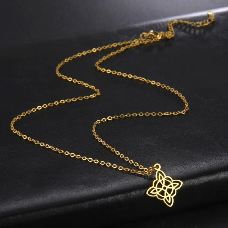 Celtic-Knot Pendant Clavicle Chain Unique Witch Knot Necklace for Women Birthday