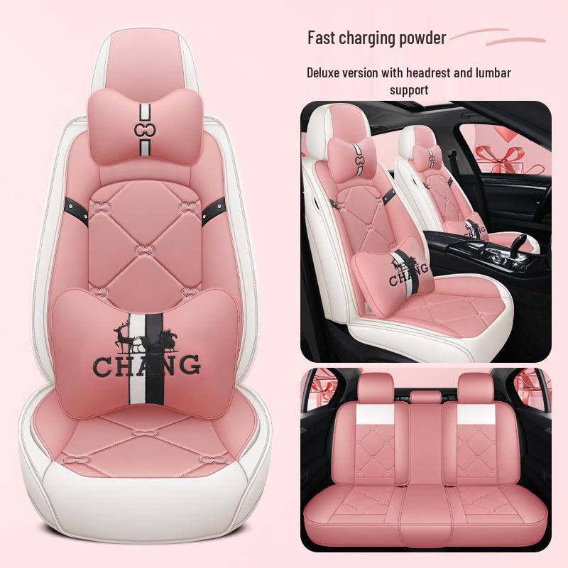 New All-Season Full Leather Cartoon Car Seat Cushion Cover