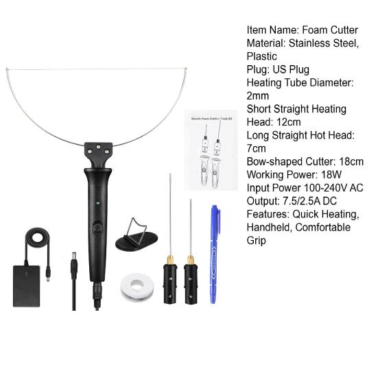 1 Set Electric Foam Cutter 3 in 1 Quick Heating US Plug 100-240V 18W DIY Styrofoam Carving Safe Handheld Styrofoam Cutting Pen Home Supplies