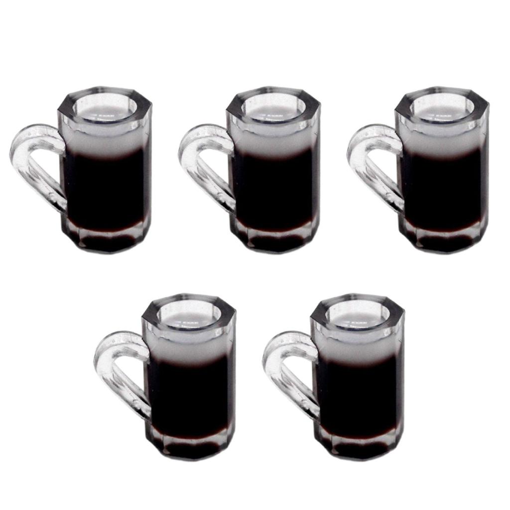 5 Pieces Dollhouse Drink Cup Doll House Accessories Resin Simulation Dollhouse Drinks for 1/6 1/12 Dining Cafes Playset Decor