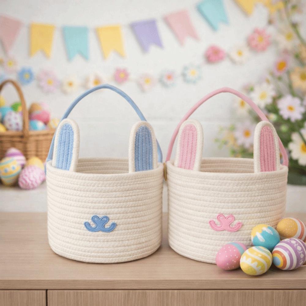 Cotton Rope Easter Egg Basket Cartoon Snacks Candy Storage Basket  Easter Holiday Party