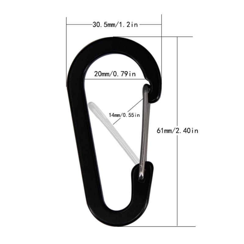 6.1cm Aluminum Carabiners Clip, Set of 4, for Camping, Hiking, Outdoor and Gym