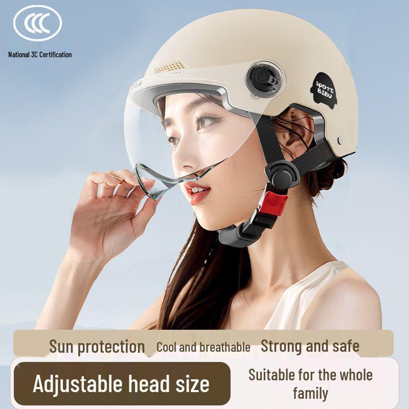 3C Certified Women's Summer Electric Scooter Helmet, Breathable & Sun-Protective, All-Season Bicycle Safety Half Helmet.