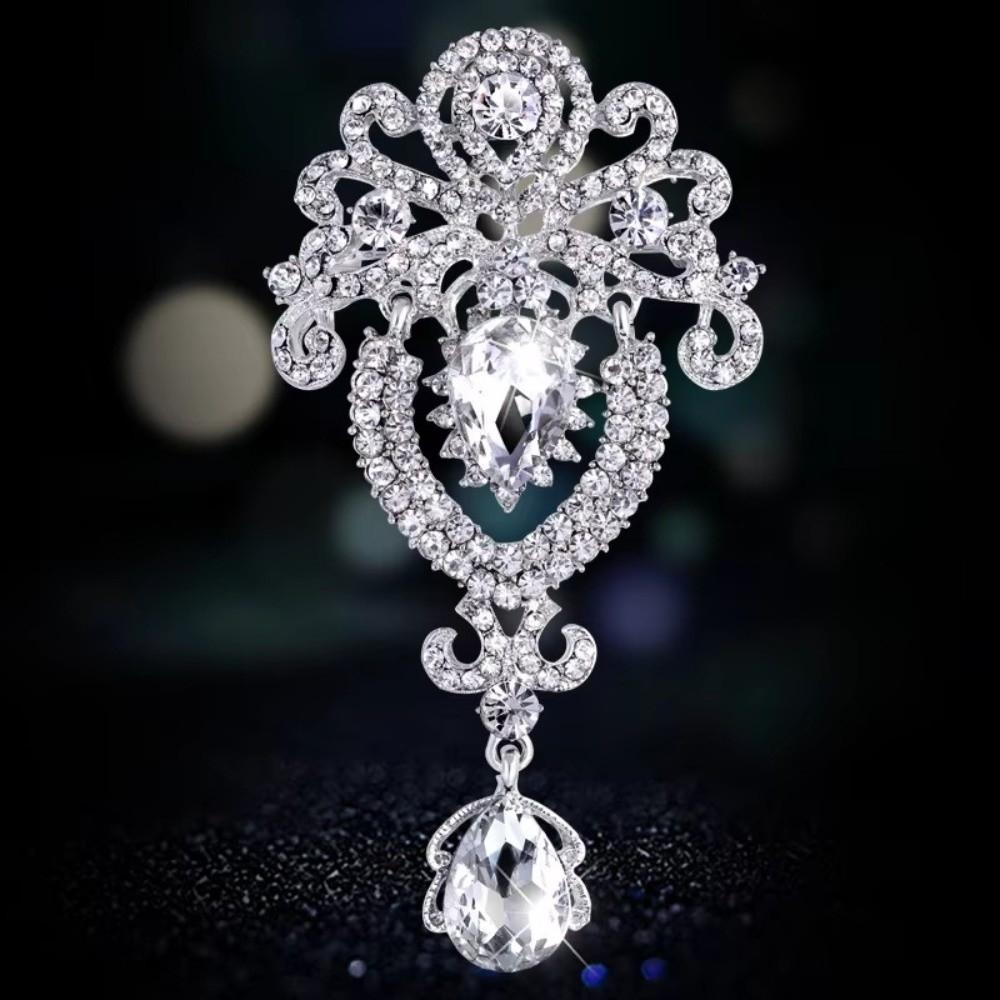 Teardrop Shape Crystal Brooch Luxury Crystal Brooch Pins  Dress Suit Accessories