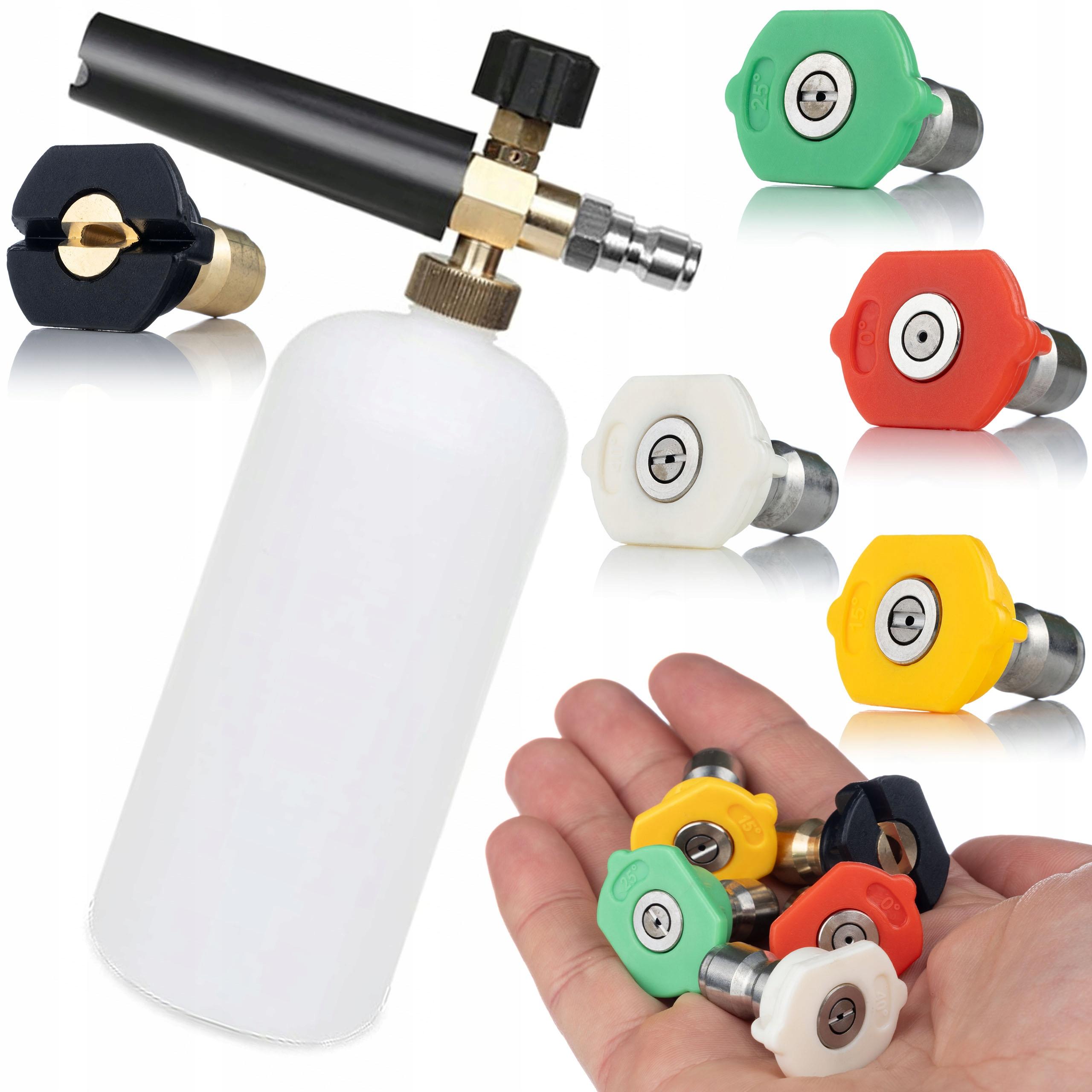 

Rosfix Zestaw 5 Dysz na Szybkozłączkę do Myjki Ciśnieniowej – Różne Kąty Natrysku 0°–60° | Pojemna Pianownica 1000ml | Wysoka Jakość Wykonania