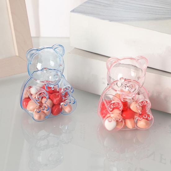 Bear-Shaped Candy Box Large Capacity Clear Plastic Storage Container Reusable Decorative Candy Storage Jar