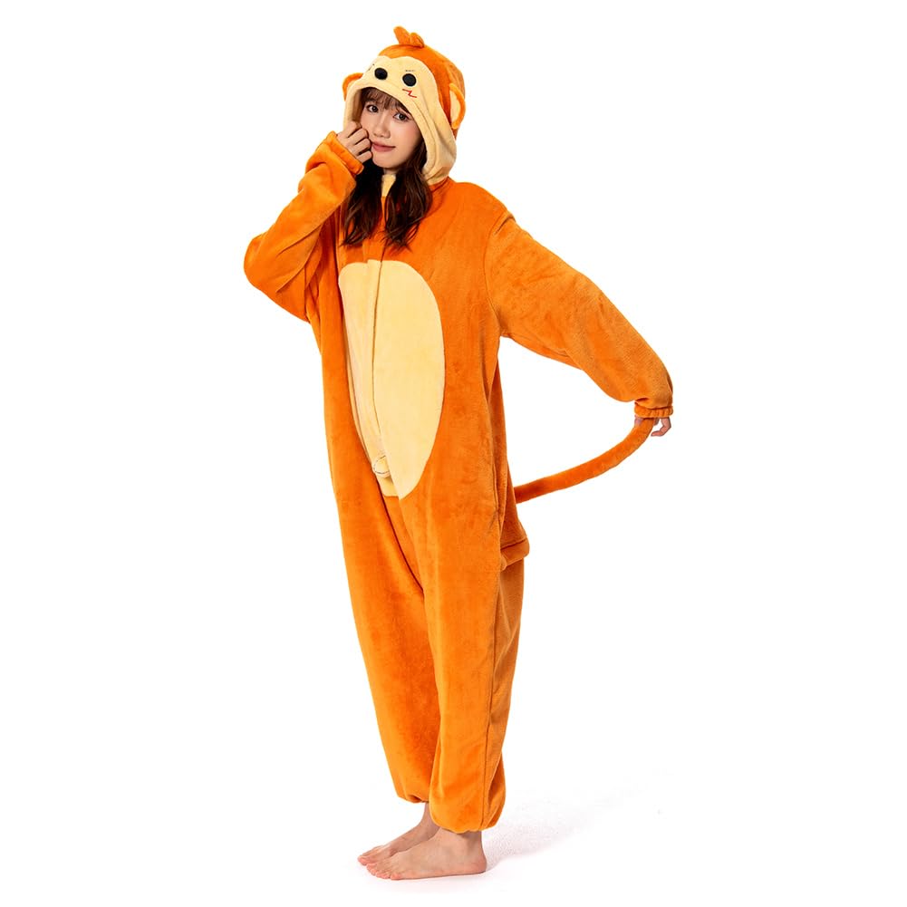 OLAOLA Cute Monkey Kigurumi Pajamas for Animal Kigurumi Halloween Winter Size L Adults, Pajamas, Costume, Furry, Warm, Pajamas, Unisex, Flannel,