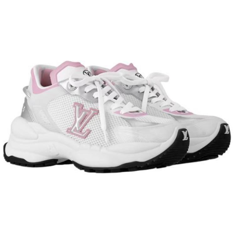Louis Vuitton Run 55 Low Top Sports Casual Shoes Women's White Pink 1ABV16