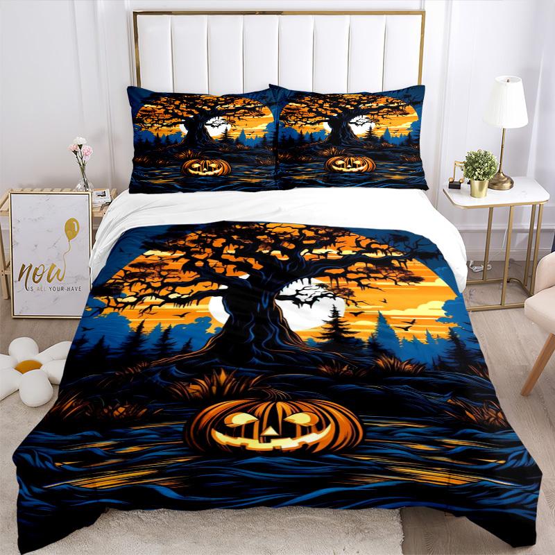 3pcs Spooky Forest Scene Duvet Cover Set -Includes 1 Duvet Cover and 2 Pillowcases, No Quilt Core, All-Season Home Decor  Yy251111187