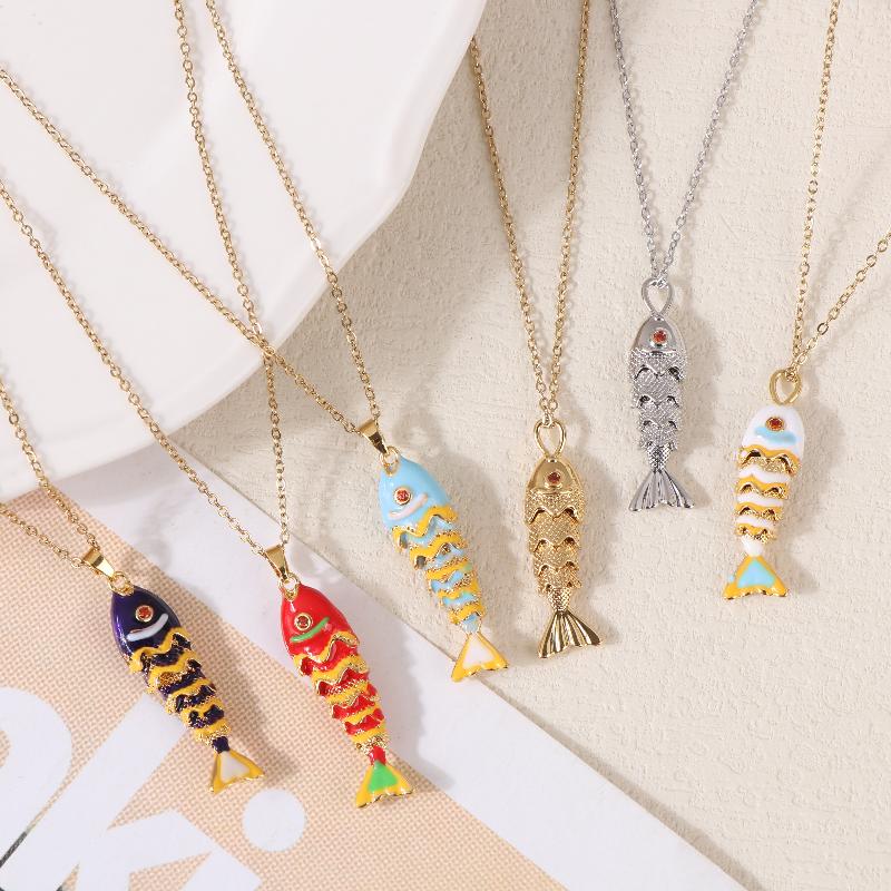 1 PZ Estate Oceano Pesci Colorati Ciondolo Collana Personalizzato Pesce Rosso Gioielli Regalo Per Donne Decorazione alla Moda