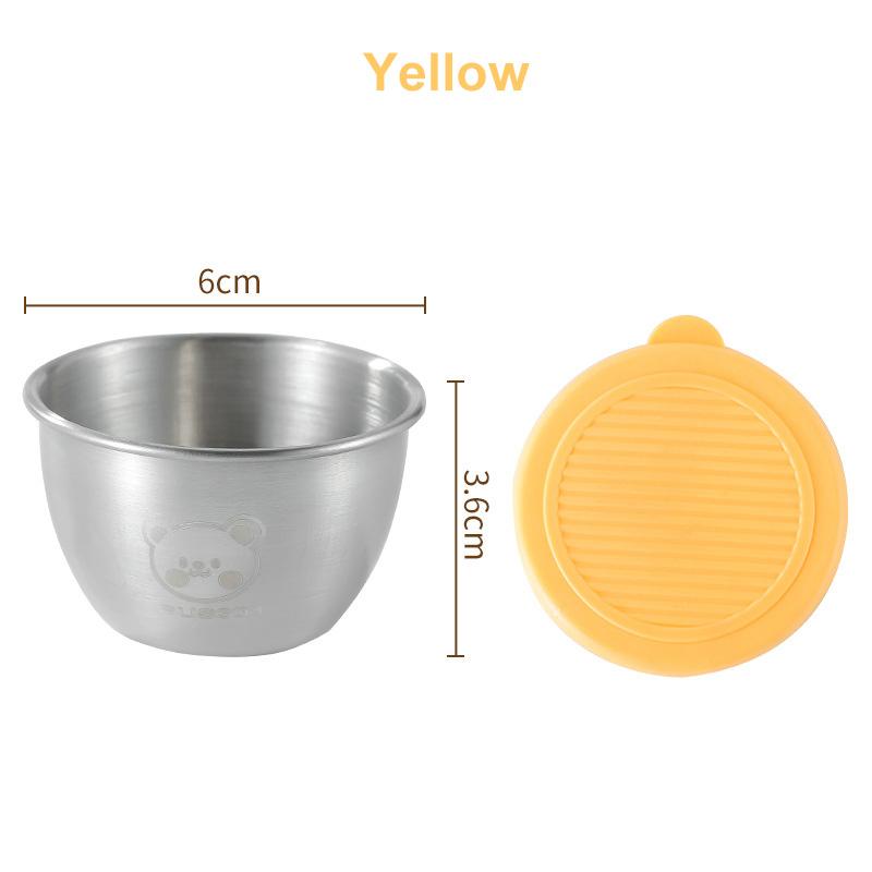 16 шт Контейнер для заправки салата с многоразовым стаканом из нержавеющей стали 80 мл герметичные силиконовые крышки для ланч-бокса и пикника кухня жёлтый 435₽