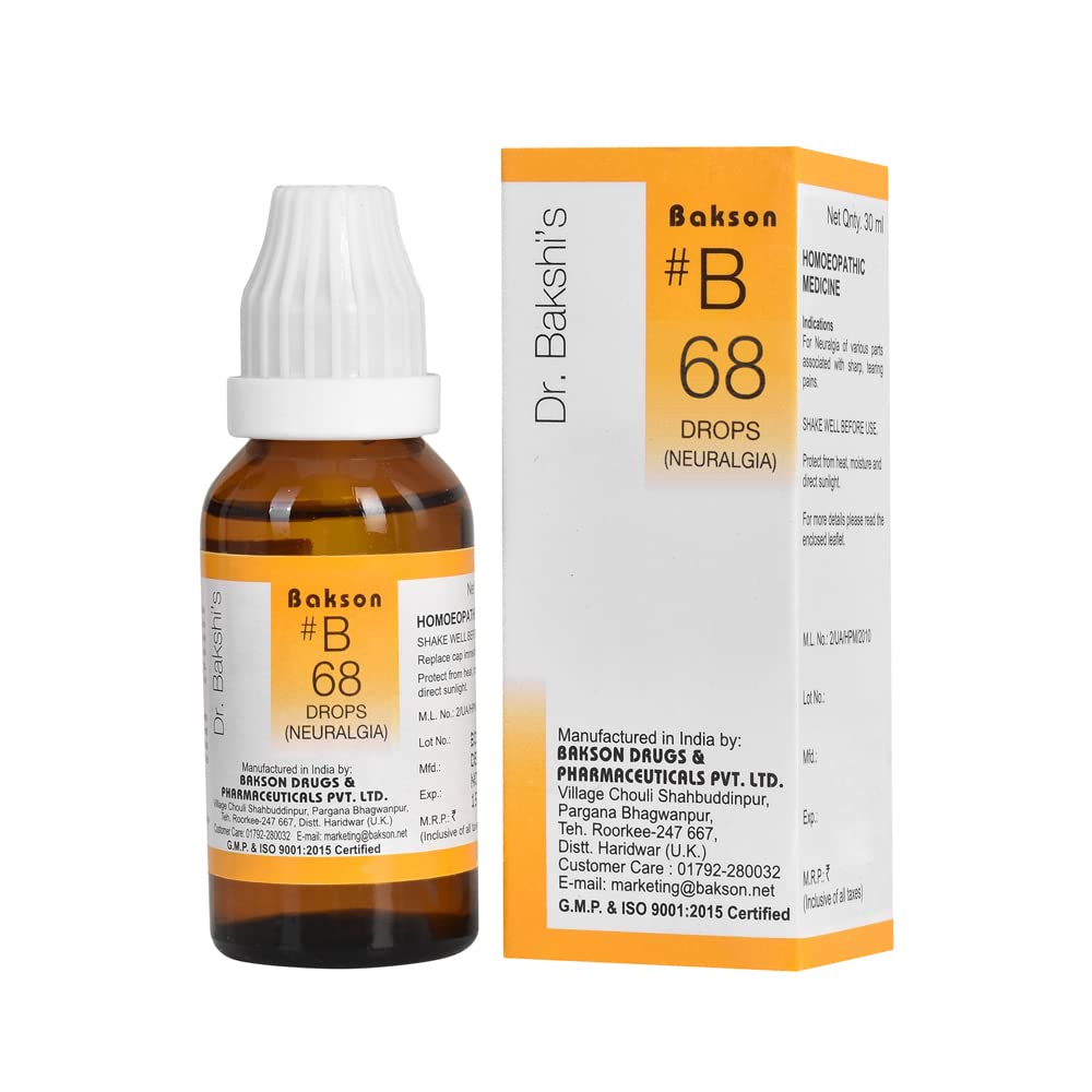 

Dr. Bakshi s BAKSON S Homoeopathy B68 Neuralgia Drops 30 ml Pack for Nerve Comfort