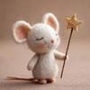 Craft Needle Felting Supply Starry Night Felt Mice Handmade Figurine Gifts Mouse Collectible Cute Mouse Mouse Animal Figurine
