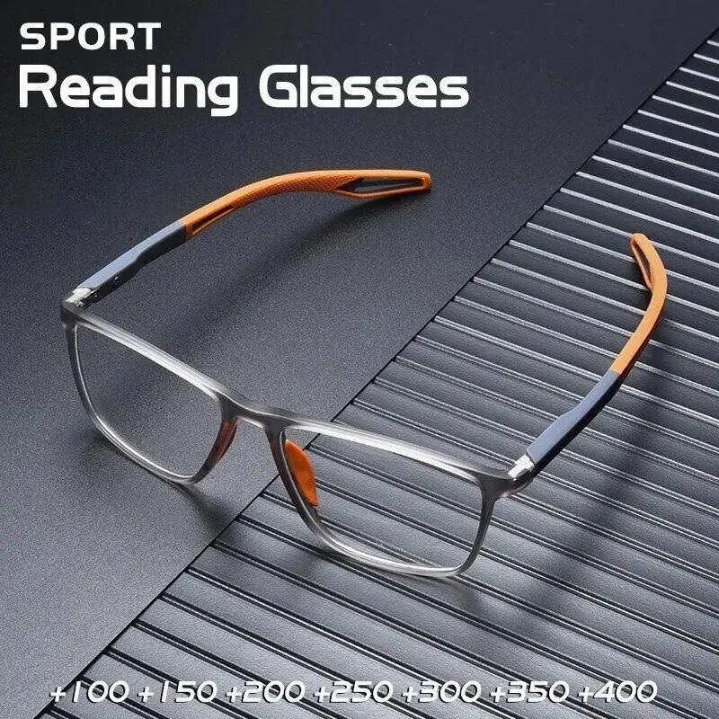 TR90 Reading Glasses for Men Spring Leg Sports Presbyopia Anti Blue Light +100 to +400 Durable Lightweight
