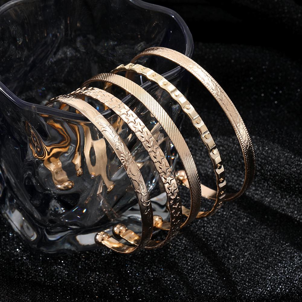 Jednoduchý a luxusný náramok s nastaviteľným otváraním, 5-dielna súprava, módny a elegantný dámsky náramok so všestranným doplnkom