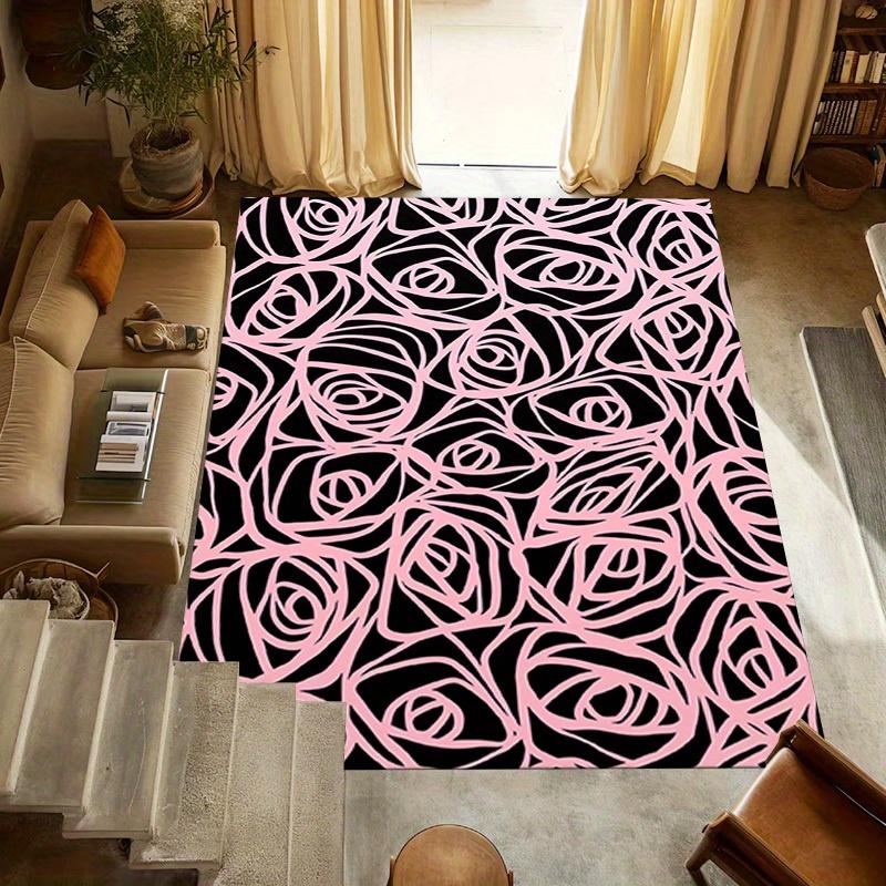1pc Rose Pattern Themed Rug for Home Decor, Non-slip Office Carpet, Chair mat, Outdoor Mat, Christmas and Halloween gifts-0731056