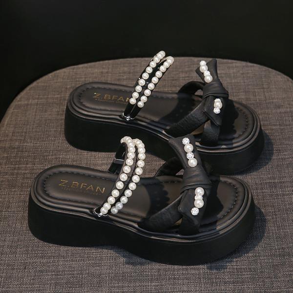 Fashion Slippers Casual Shoes Butterfly-Knot Slides Platform Slipers Women String Bead Luxury 2025 Butterfly-knot Female Shoes Butterfly