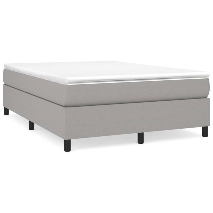 3144415 vidaXL Lit à sommier tapissier avec matelas Gris clair 140x190cm Tissu