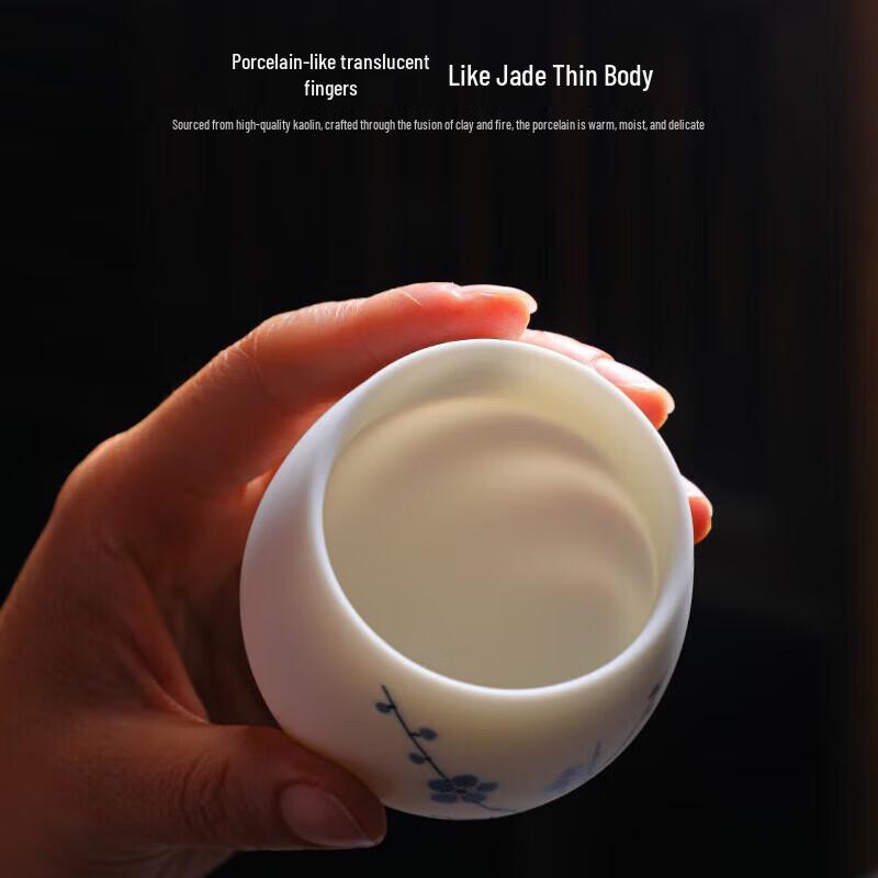 Tuopai Hand-Painted Mutton-Fat Jade Ceramic Master Tea Cup