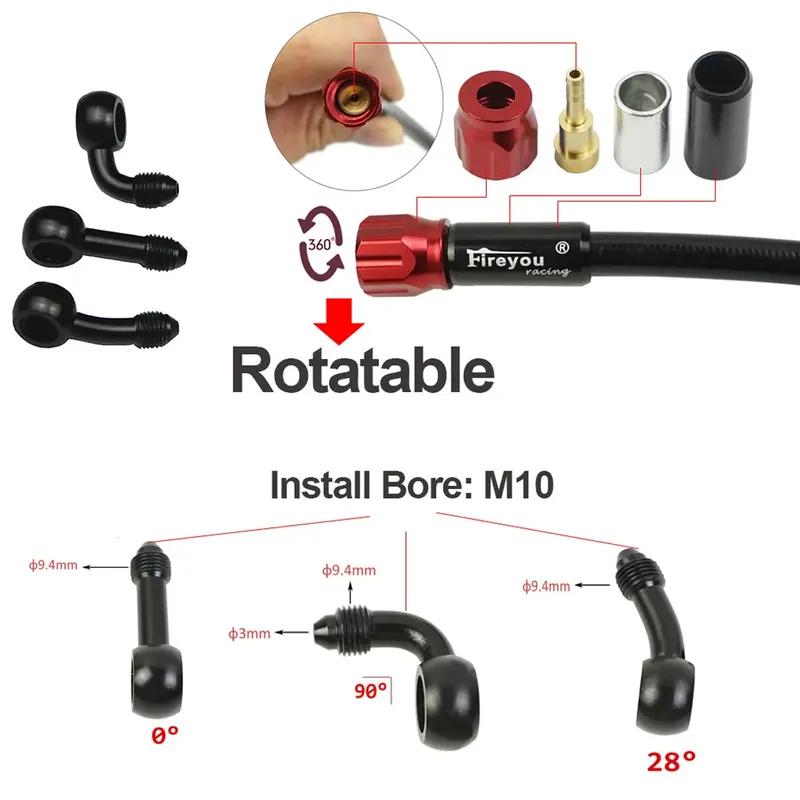 Motorcycle Brake Hose Oil Tube AN3 Stainless Steel Braided Brake Line Rotatable Banjo Fit for ATV Pit Dirt Street Racing Bike