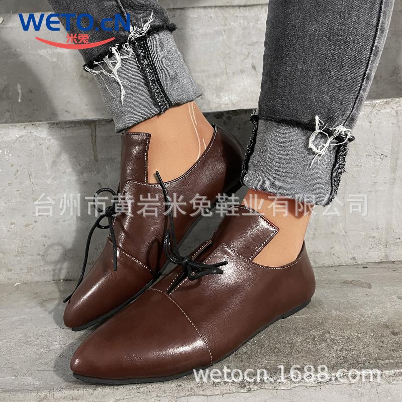 

Женские повседневные туфли-балетки большого размера с острым носком, ретро, с мелким вырезом, на одной педали, на весну и осень 43 коричневый