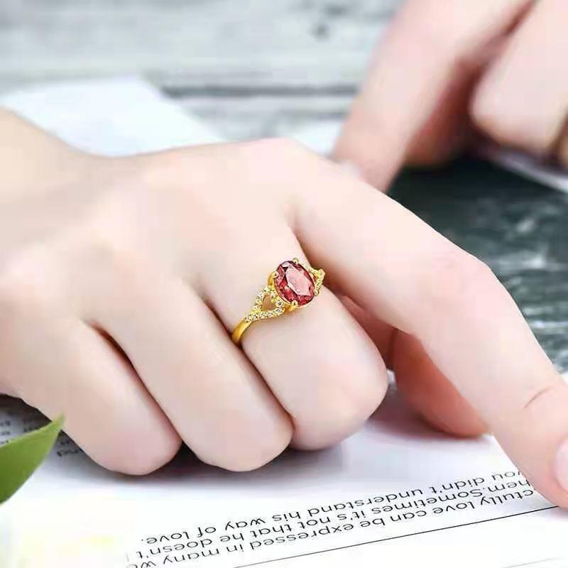Fashionable Vietnamese Sand Gold Ring With Sparkling Rhinestones For Women