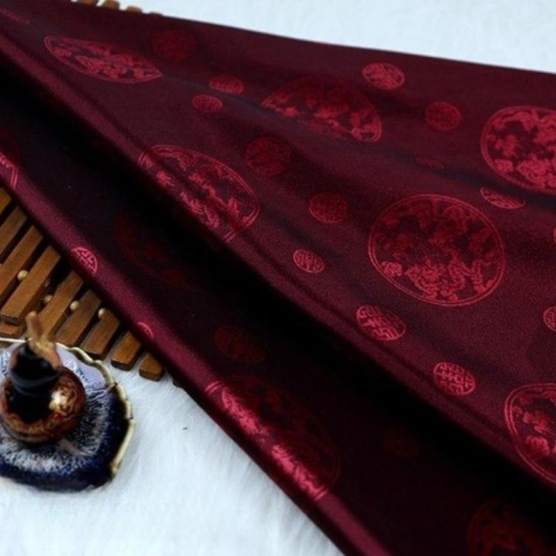 Vintage Dragon Jacquard Silk Brocade Fabric for Kung Fu Uniform Hanfu Tang Suit Traditional Chinese Clothing DIY Craft