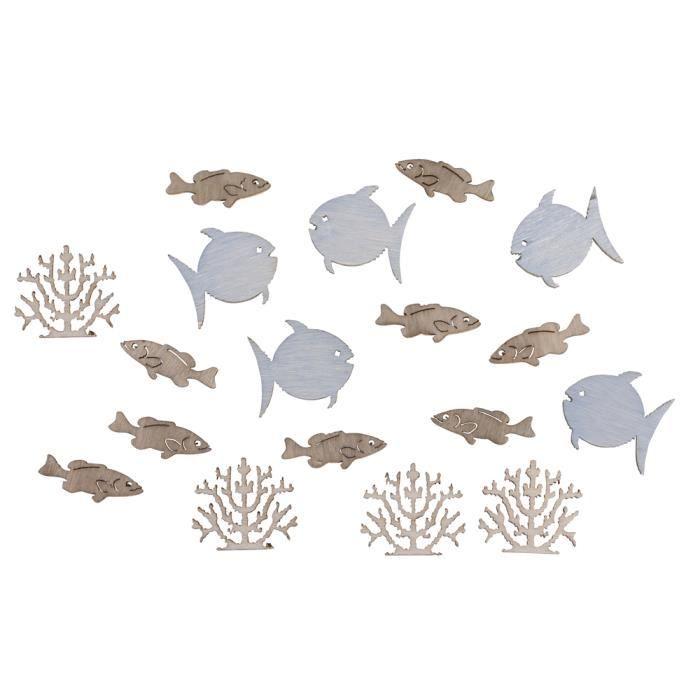 Miniatures en bois Poissons + corail, 2cm, sct.-LS 20pces